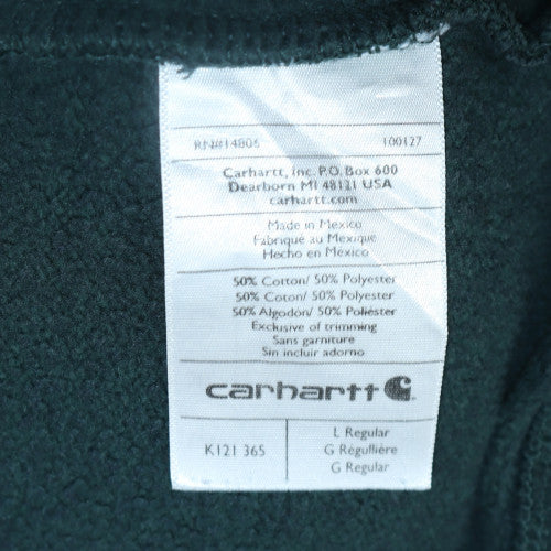 Carhartt Men Green Pullover Hoodie L Regular Fleece Cotton Blend