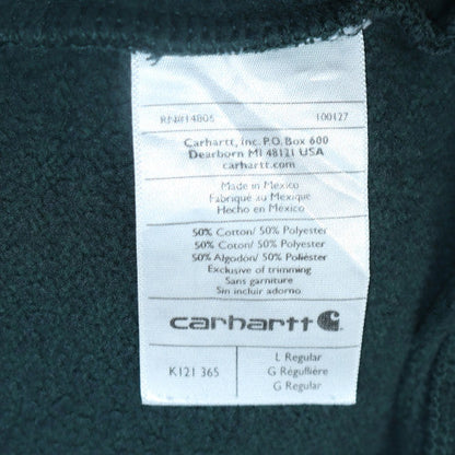 Carhartt Men Green Pullover Hoodie L Regular Fleece Cotton Blend