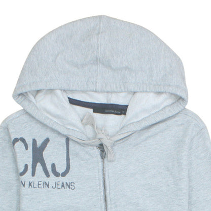 Calvin Klein Jeans Men's Grey Full Zip Hoodie Size M Logo Jersey
