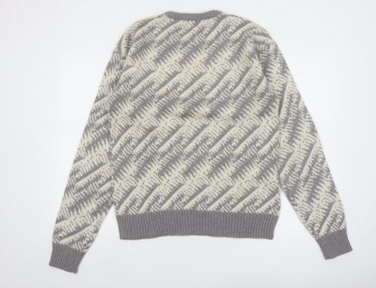 J.T. Beckett Men's Grey Wool Blend Geometric Pullover Jumper L