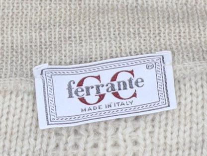 Ferrante Men's Beige Wool Alpaca Cable-Knit Cardigan XL