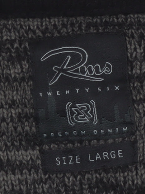 RMS Twenty Six Men's Black Grey V-Neck Pullover Jumper Size L