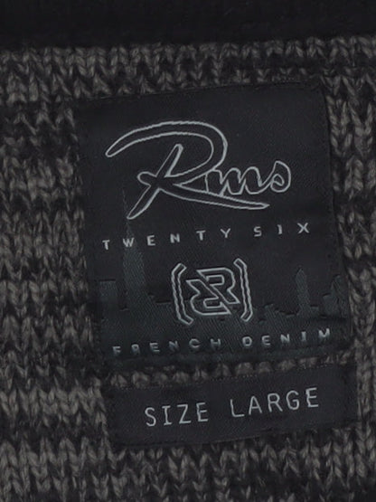 RMS Twenty Six Men's Black Grey V-Neck Pullover Jumper Size L