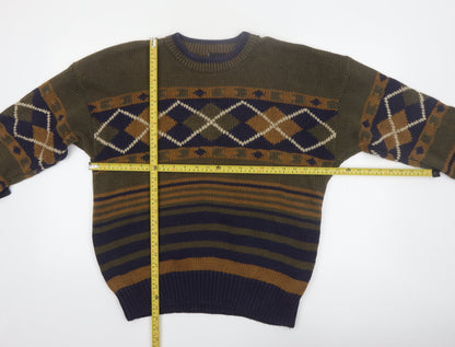 Structure Men's Multicoloured L Argyle Knit Pullover Jumper
