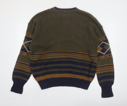 Structure Men's Multicoloured L Argyle Knit Pullover Jumper