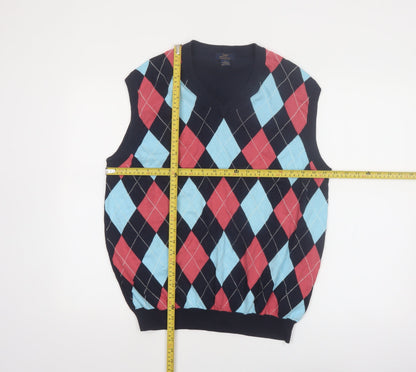 Brooks Brothers Men's Multicoloured Argyle V-Neck Cotton Vest L