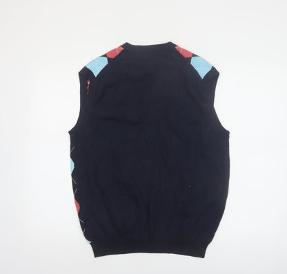 Brooks Brothers Men's Multicoloured Argyle V-Neck Cotton Vest L