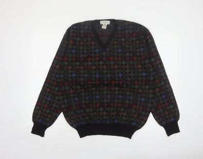 Tricots St. Raphael Men's Multicoloured Wool Argyle V-Neck Jumper M