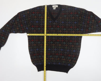 Tricots St. Raphael Men's Multicoloured Wool Argyle V-Neck Jumper M