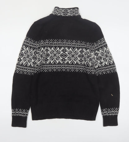 Christopher & Banks Women's Black Fair Isle 1/4 Zip Jumper Size S