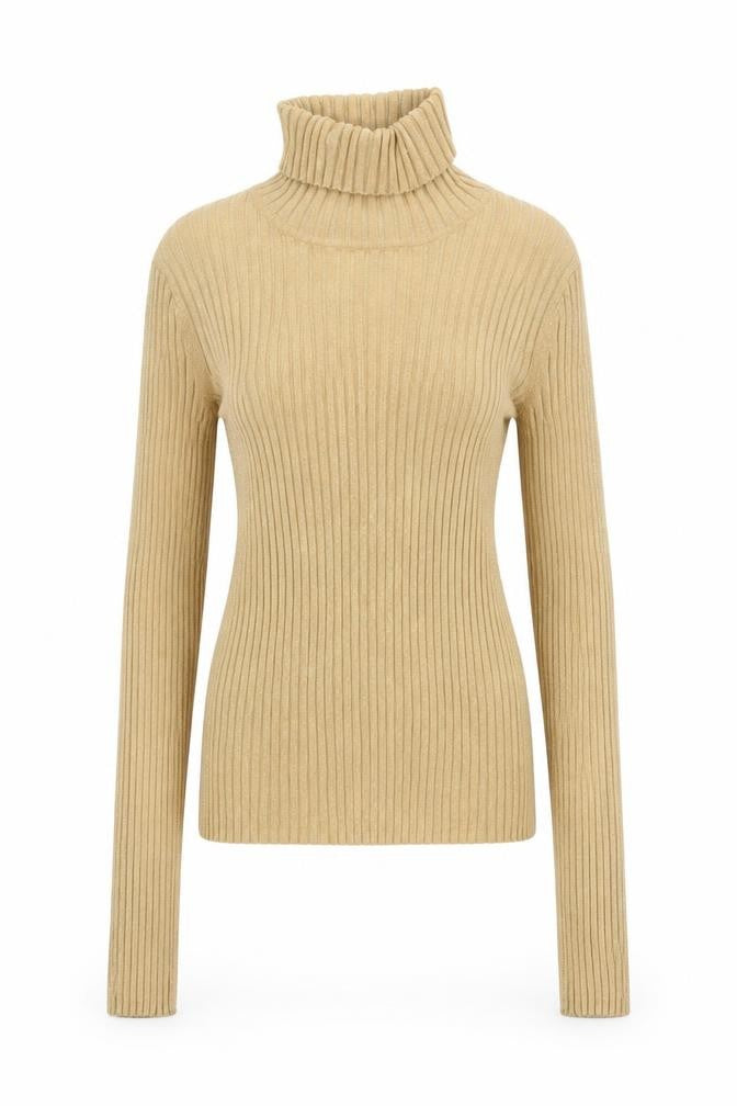Apostrophe Women's Beige Roll Neck Ribbed Knit Jumper Size L 12-14