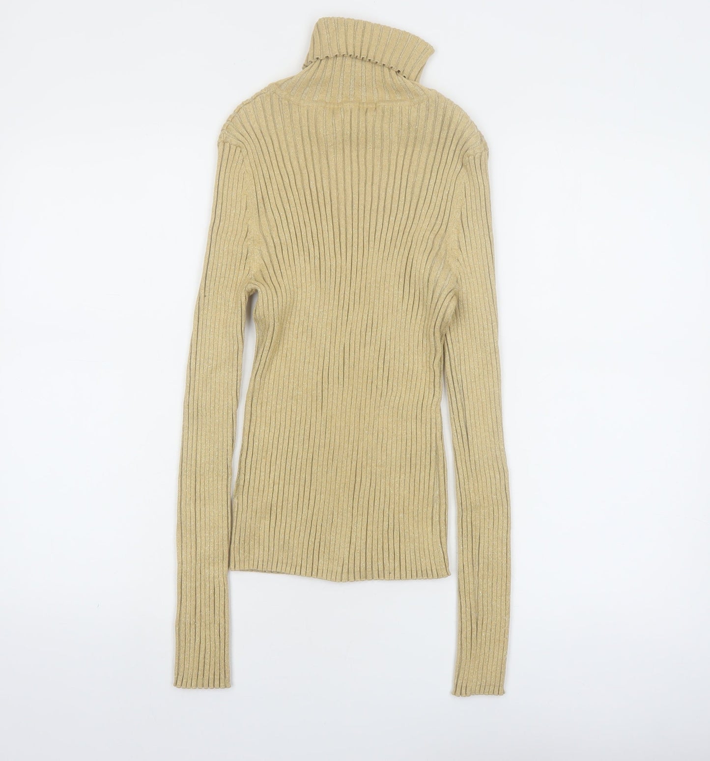 Apostrophe Women's Beige Roll Neck Ribbed Knit Jumper Size L 12-14