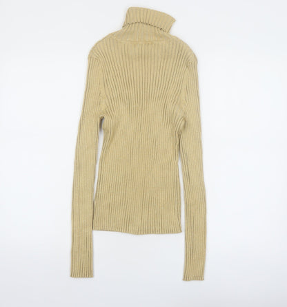 Apostrophe Women's Beige Roll Neck Ribbed Knit Jumper Size L 12-14