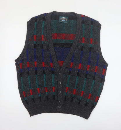 Jantzen Men's Multicoloured Geometric Knit Sleeveless Vest L