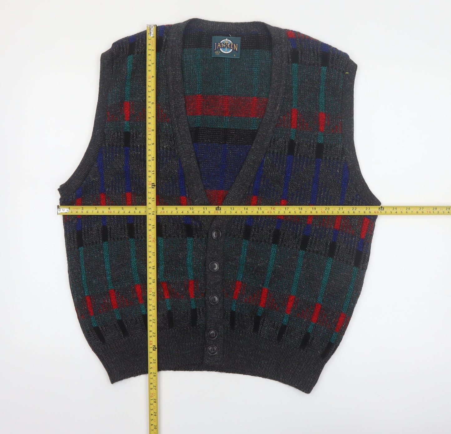 Jantzen Men's Multicoloured Geometric Knit Sleeveless Vest L