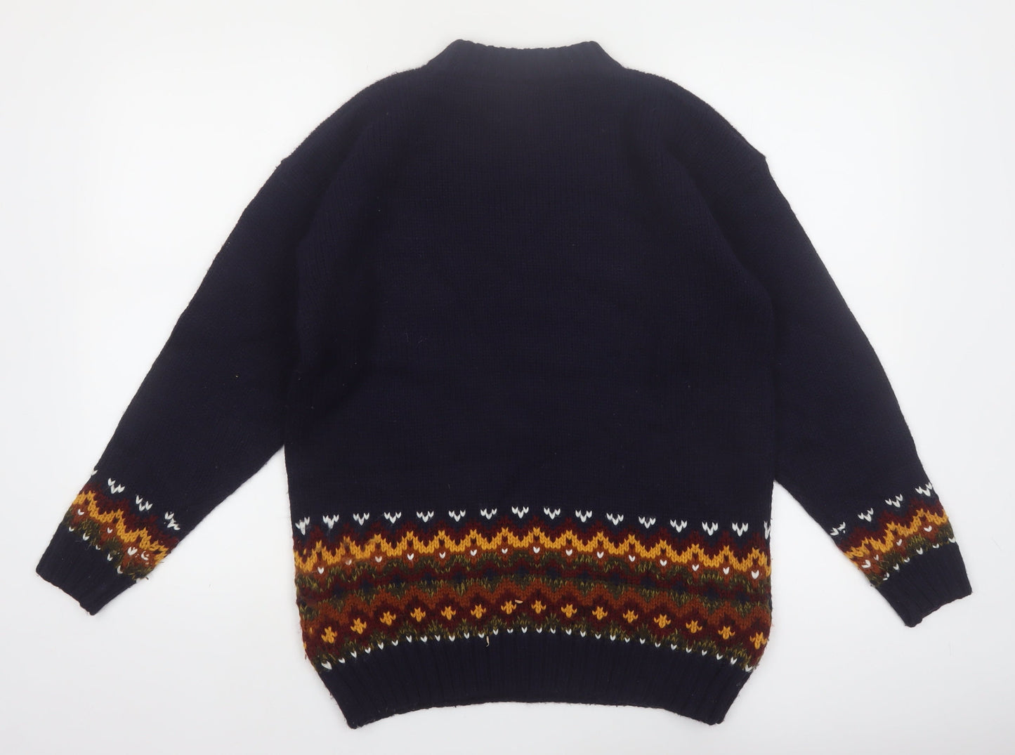 C&A Women’s Blue Acrylic Horse Fair Isle Pullover Jumper Size 10
