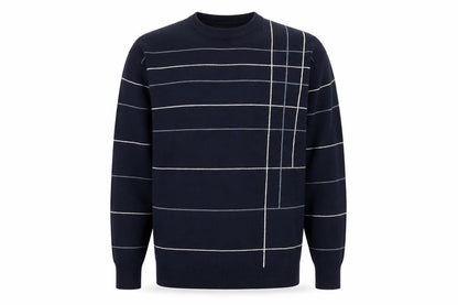 Rapidfire Men's Blue Striped Crew Neck Knit Jumper Size M