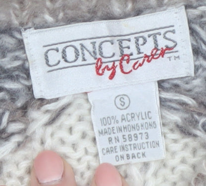 Concepts by Caren Women's Beige Argyle Knit Acrylic Cardigan Size S