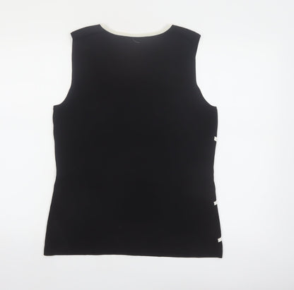 Cable & Gauge Women's Black Geometric Sleeveless Knit Tank Top Size L