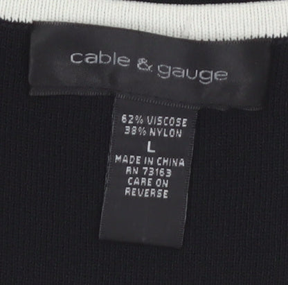 Cable & Gauge Women's Black Geometric Sleeveless Knit Tank Top Size L