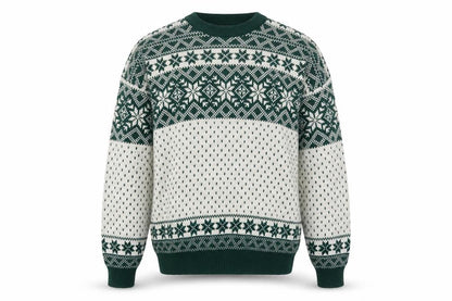 Puritan Men's Green Fair Isle Knit Jumper XL Winter Pullover
