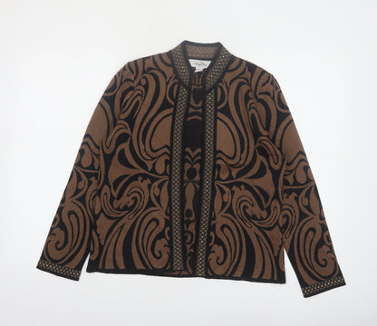 Alicia Wong Women's Brown Beaded Knit Open Cardigan Size S