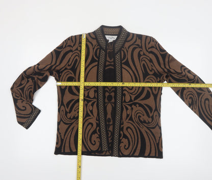 Alicia Wong Women's Brown Beaded Knit Open Cardigan Size S