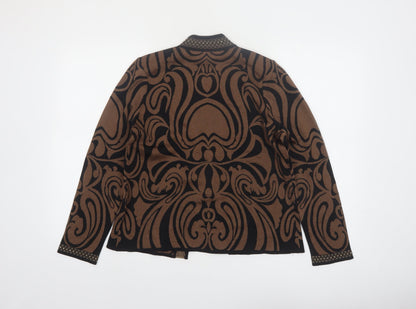 Alicia Wong Women's Brown Beaded Knit Open Cardigan Size S