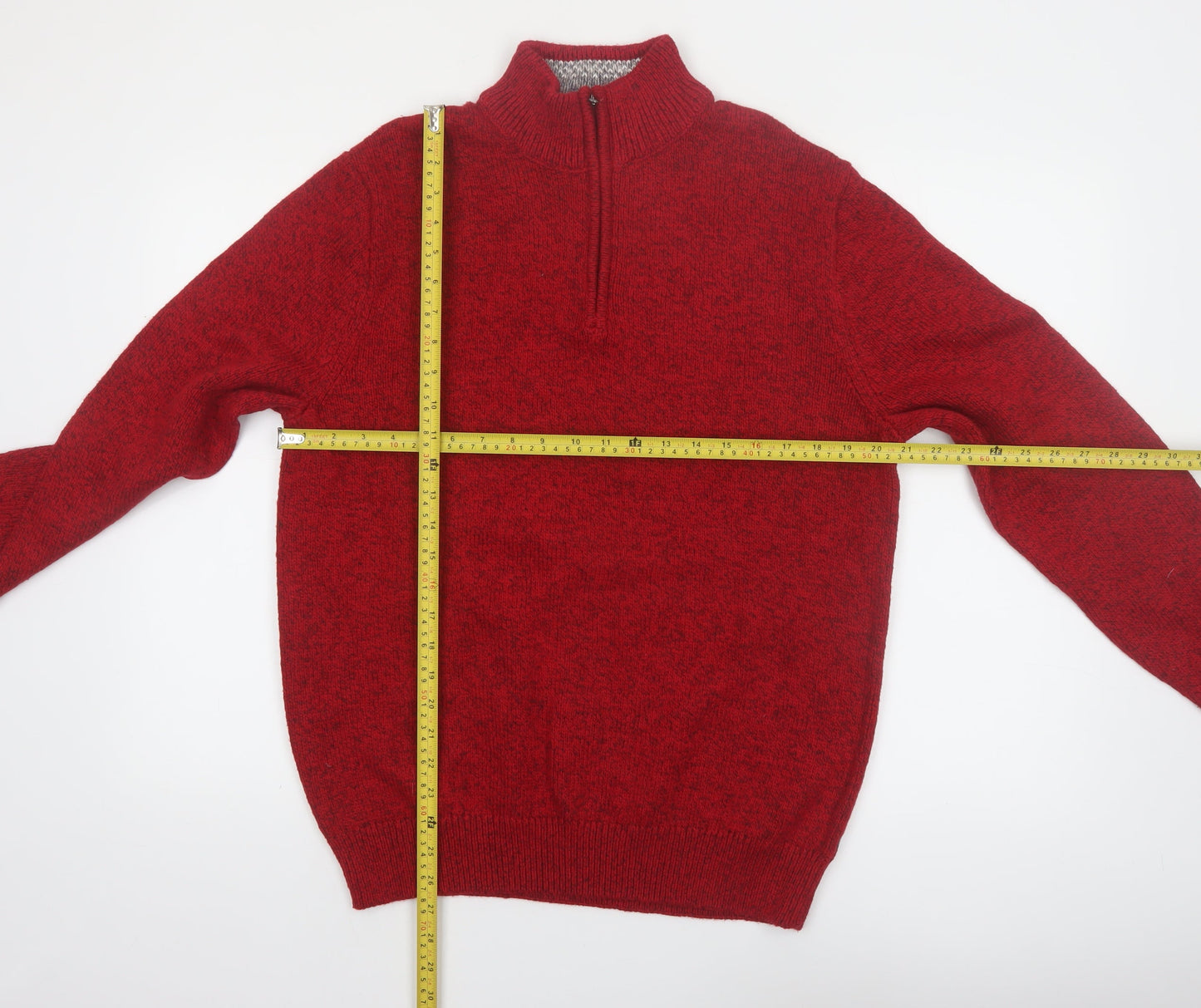 Chaps Mens Red 1/4 Zip Cotton Knit Jumper Size M