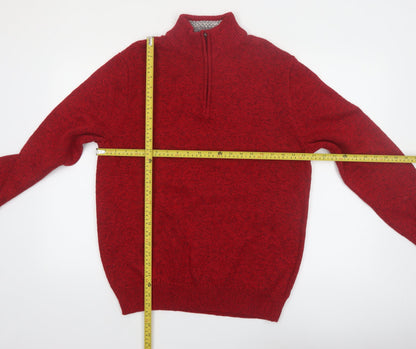 Chaps Mens Red 1/4 Zip Cotton Knit Jumper Size M