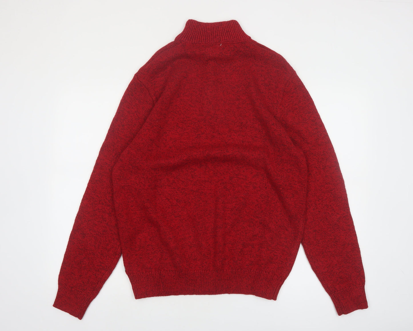 Chaps Mens Red 1/4 Zip Cotton Knit Jumper Size M