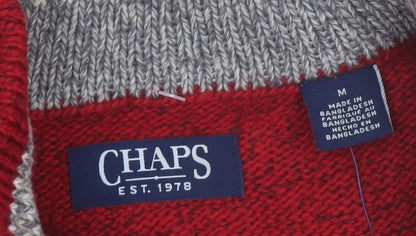 Chaps Mens Red 1/4 Zip Cotton Knit Jumper Size M