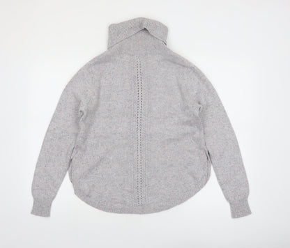 White Stuff Women Grey Roll Neck Button Jumper Size 8 Wool Blend