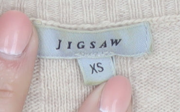 Jigsaw Womens Beige Wool Blend Crew Neck Pullover Jumper XS