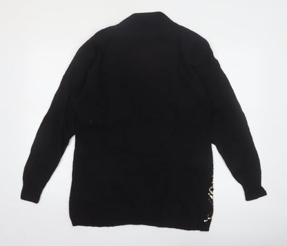 Eugenia by Angenie Womens Black Sequin Wool Blend 80s Jumper M