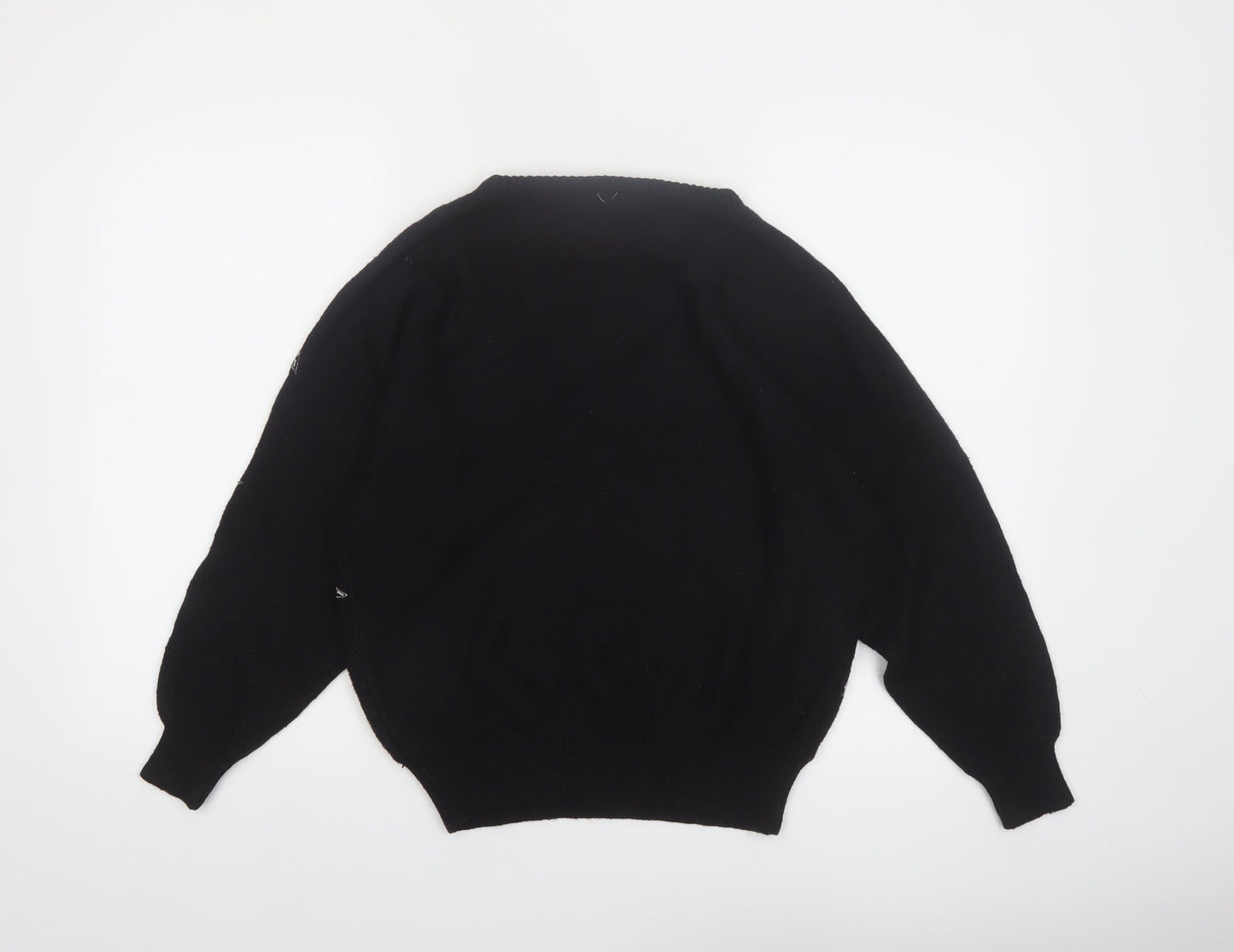 Gino’s Fashions Women Black Sequin Floral Knit Pullover Jumper M