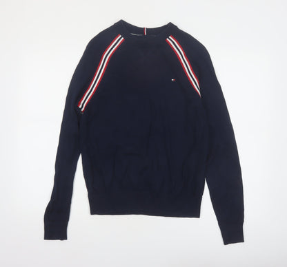 Tommy Hilfiger Men's Blue Cotton Crew Neck Pullover Jumper S