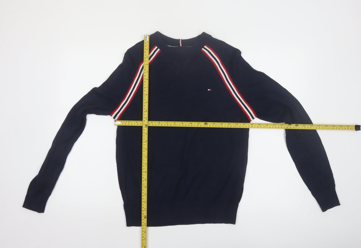 Tommy Hilfiger Men's Blue Cotton Crew Neck Pullover Jumper S