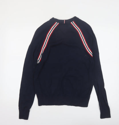 Tommy Hilfiger Men's Blue Cotton Crew Neck Pullover Jumper S