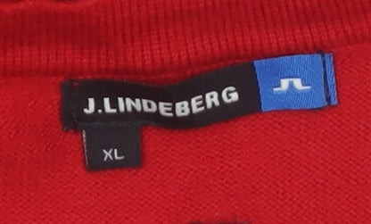 J. Lindeberg Mens Red Argyle Merino Wool V-Neck Golf Vest XL