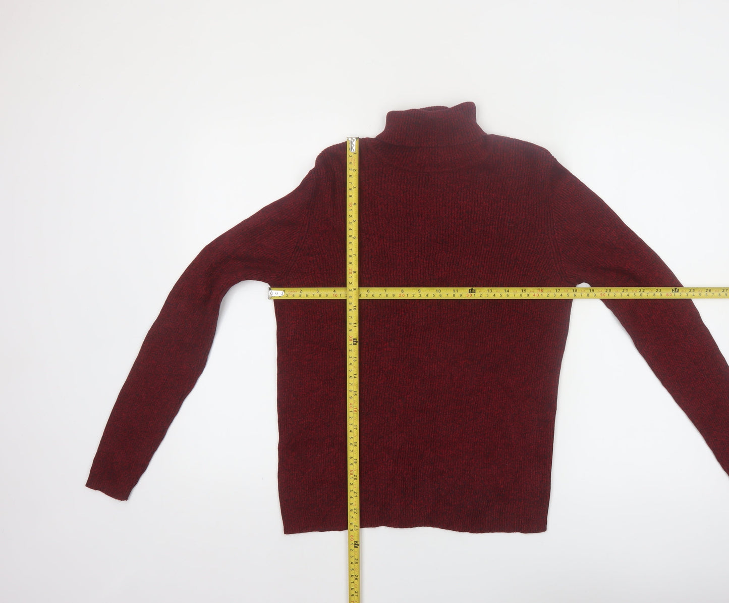 Karen Scott Women Red Roll Neck Cotton Jumper Size S Long Sleeve