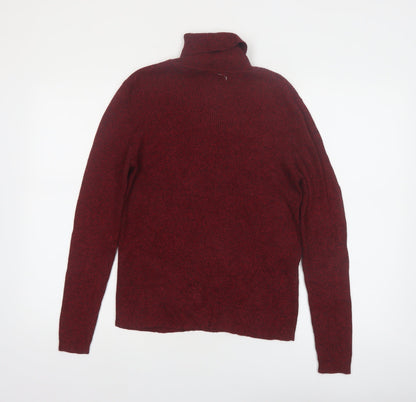 Karen Scott Women Red Roll Neck Cotton Jumper Size S Long Sleeve