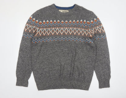 Urban Pipeline Men's Grey Fair Isle Wool Blend Pullover Jumper Size L