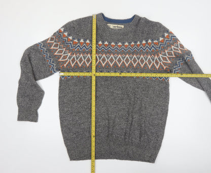 Urban Pipeline Men's Grey Fair Isle Wool Blend Pullover Jumper Size L