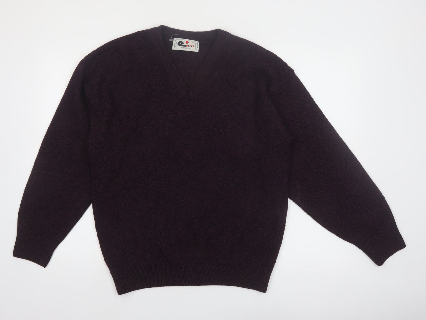 Cooper Monsieur Men's Purple Wool Blend V-Neck Jumper Size M