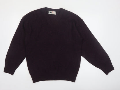Cooper Monsieur Men's Purple Wool Blend V-Neck Jumper Size M