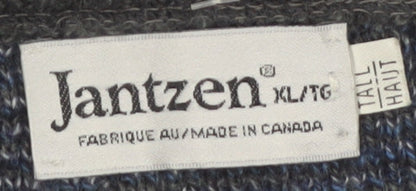 Jantzen Mens Blue Geometric Knit Pullover Jumper XL Tall Wool Blend