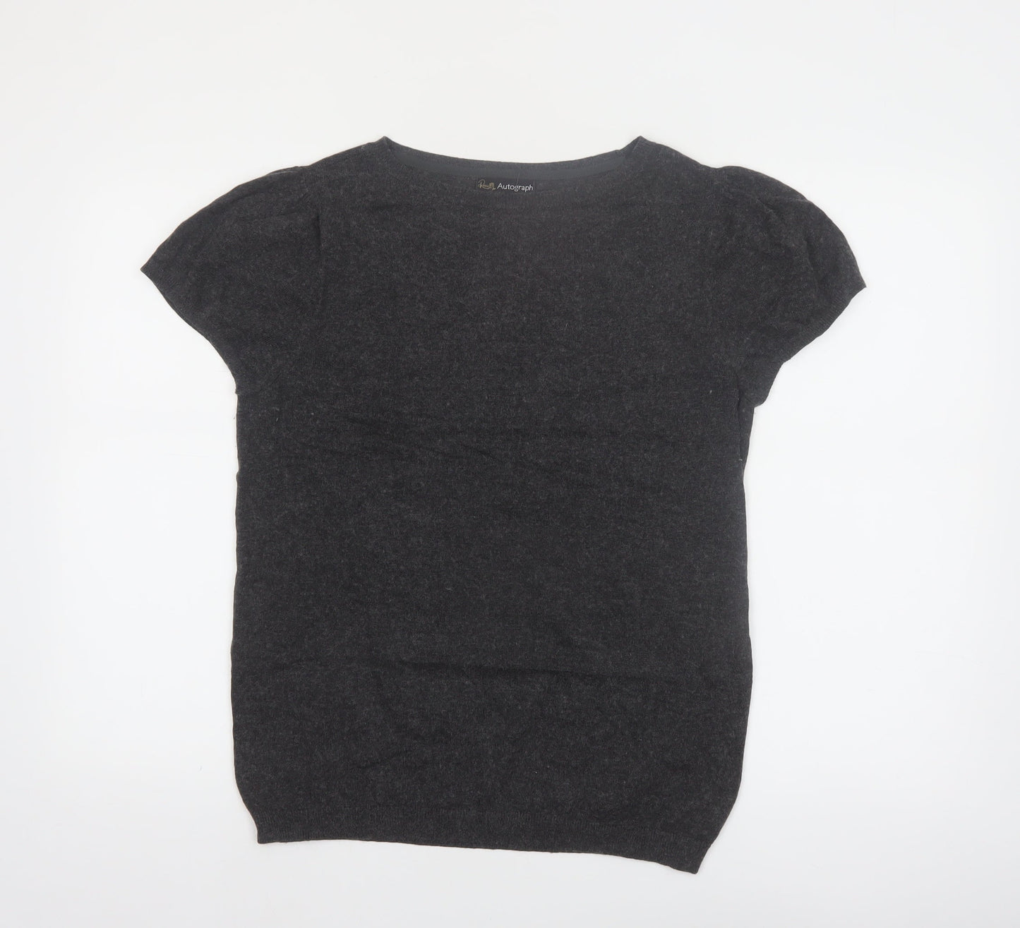 Marks and Spencer Women Charcoal Short Sleeve Jumper UK 12 Pullover