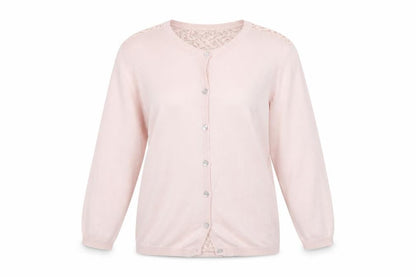 Zara Women Pink Lace Knit Cardigan L Lightweight Classic Style