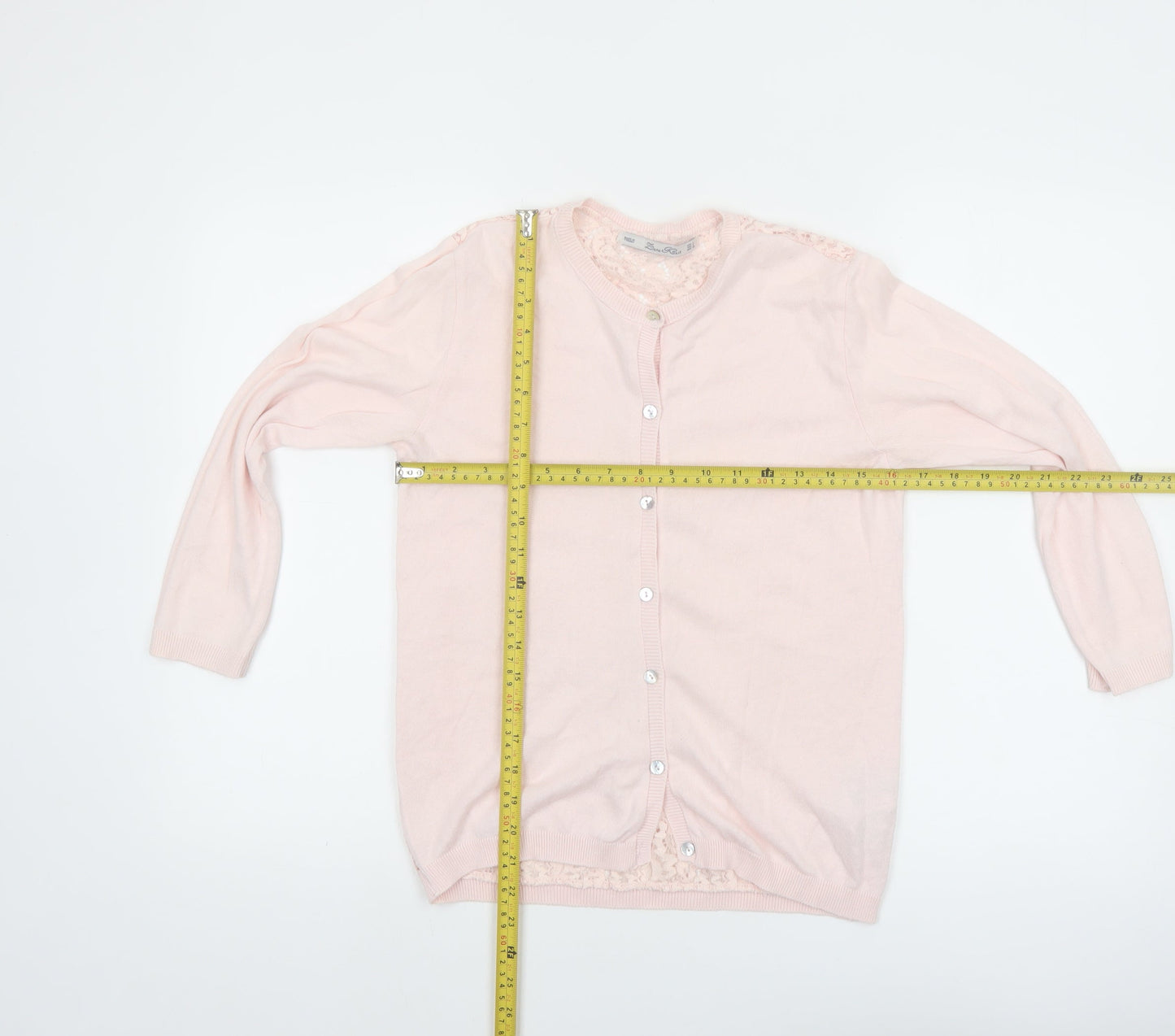 Zara Women Pink Lace Knit Cardigan L Lightweight Classic Style